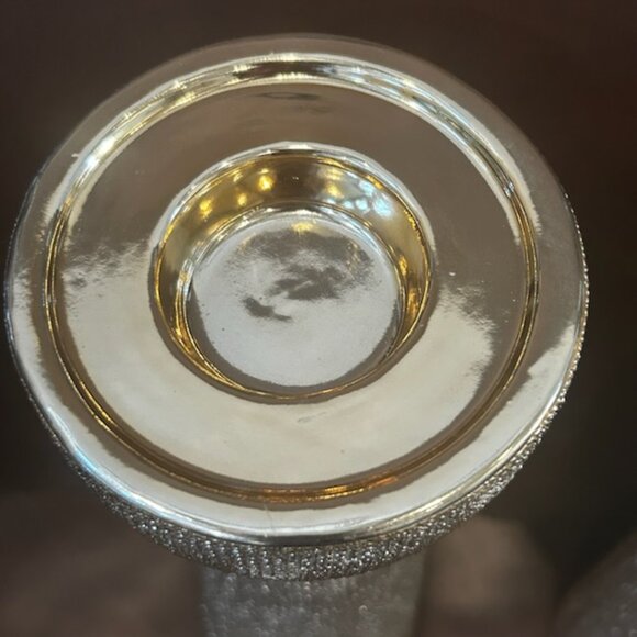 NWOT Set of 2 Luxury Champagne Beaded Ceramic Decorative Candle Holders - Picture 13 of 16